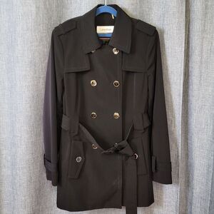 Calvin Klein Trench Coat Mid-Length Water Resistant Black Women's S